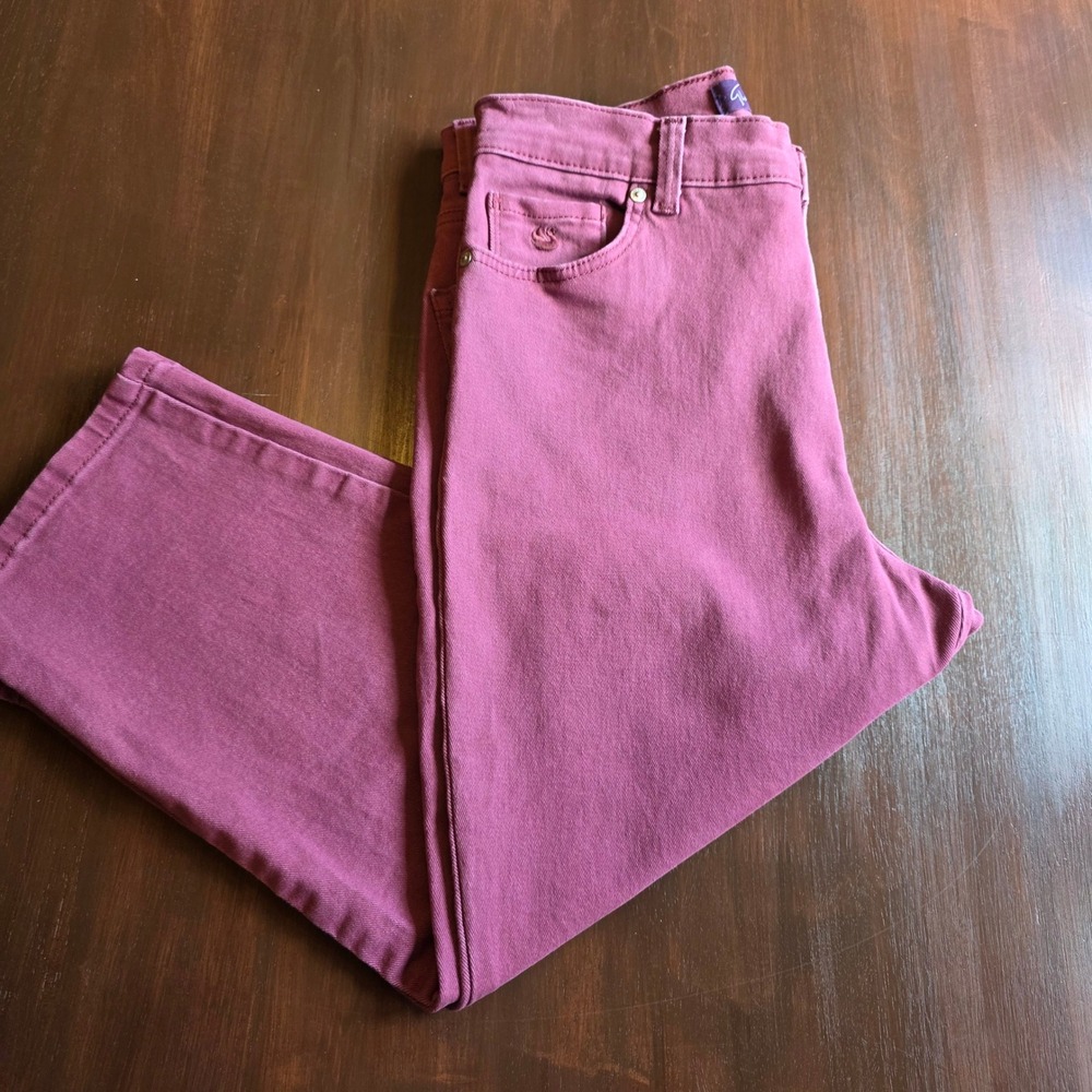 Gloria Vanderbilt Amanda High Rise Crop Jeans Plum Rose Pink Size 10